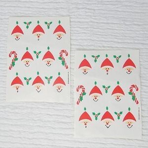 🎅 30 Vintage Christmas Hallmark Stickers Santa Holly Berry Leaves & Candy Cane